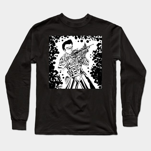 the midnight soldier commando ecopop art in ink drawing Long Sleeve T-Shirt by jorge_lebeau